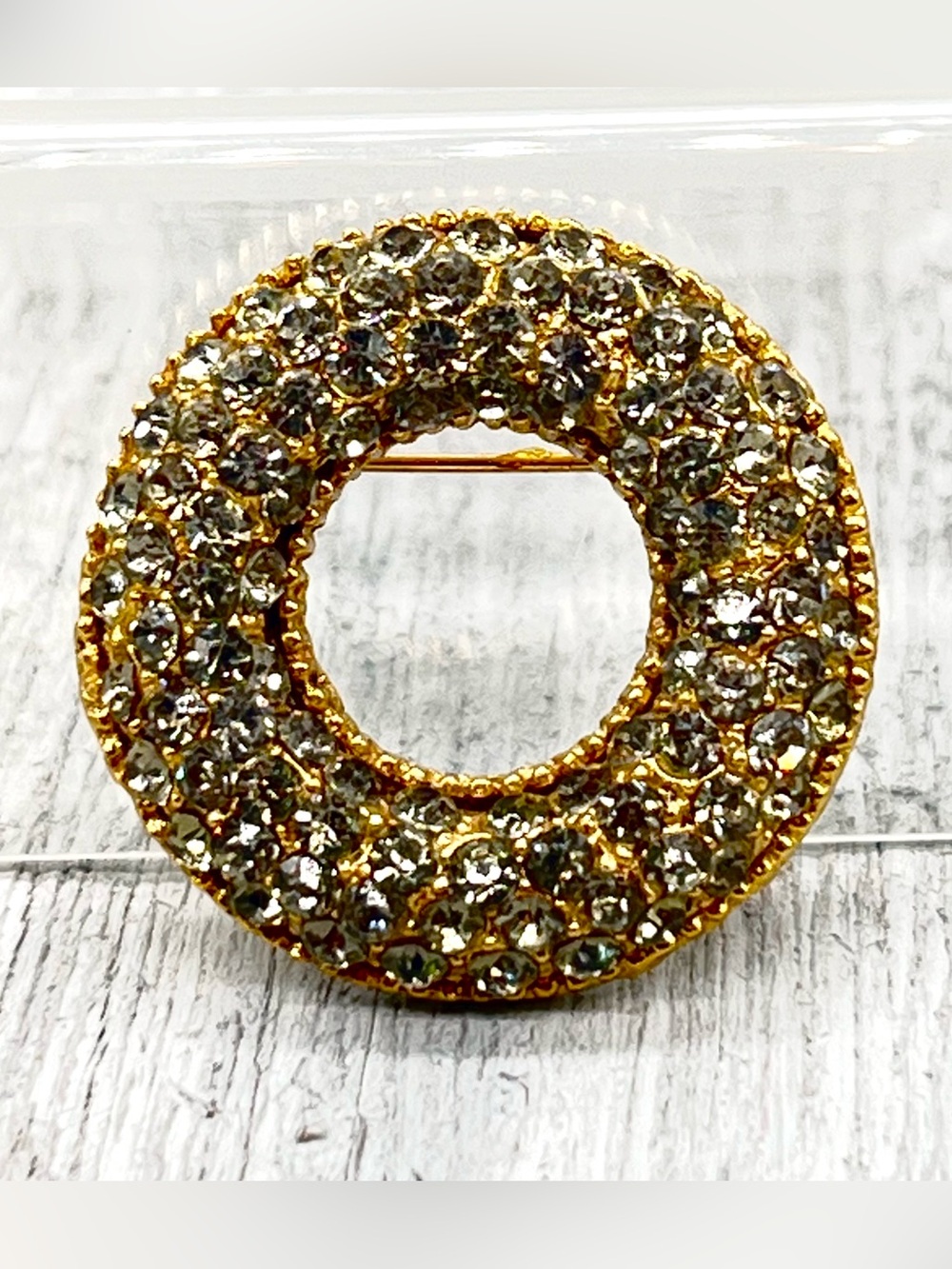 362. Vintage Smokey Topaz Rhinestone Wreath Brooch 1950s - Gifts For Women